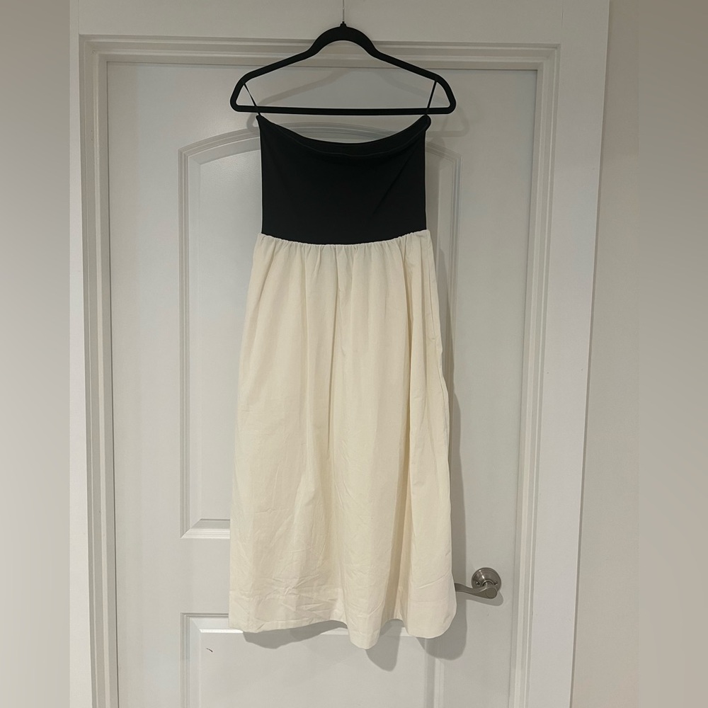 Babaton Strapless Black and Cream Dress